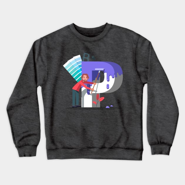 Graphic designer paints letters Crewneck Sweatshirt by Hakubiya